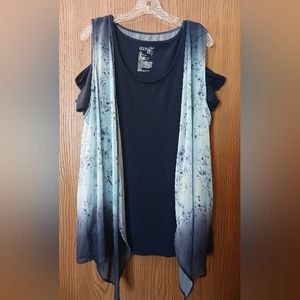 2pc cold shoulder blouse